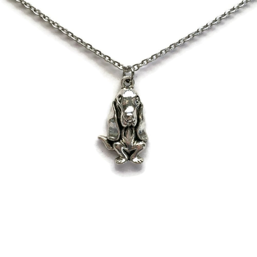 🐶 Basset Hound Dog Necklace Tibetan Silver charm Stainless Steel chain 4for$20